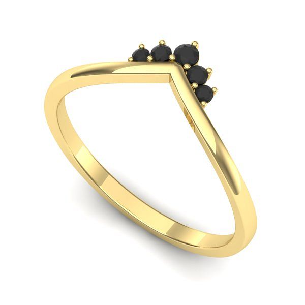 Inel de logodna din aur galben cu diamante negre