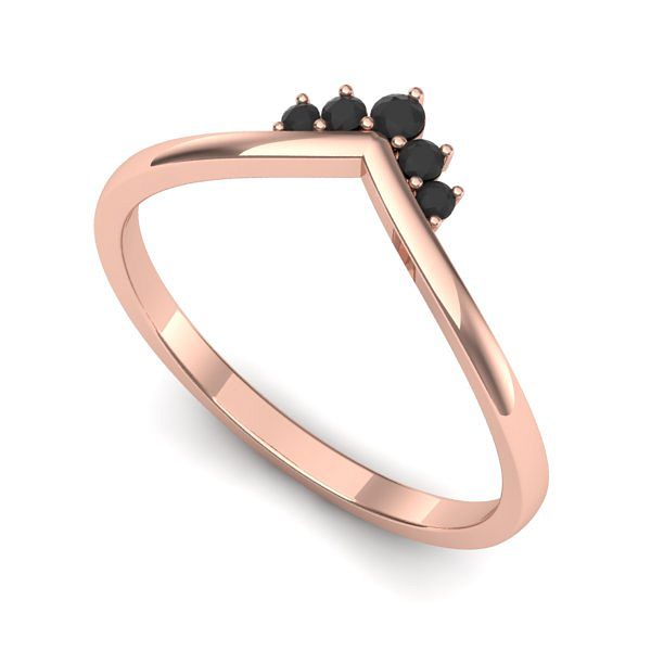 Inel de logodna din aur roz cu diamante negre