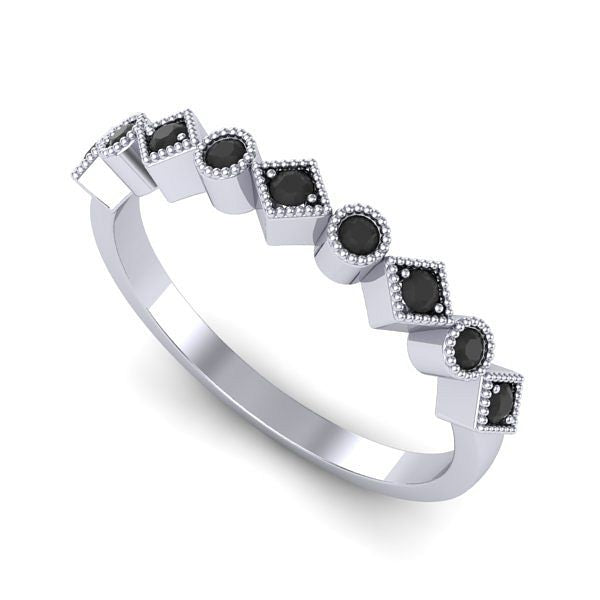 Inel de logodna din aur alb cu diamante negre