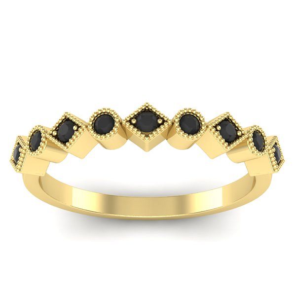 Inel logodna cu diamante negre rotund