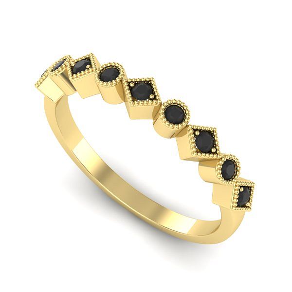 Inel de logodna din aur galben cu diamante negre