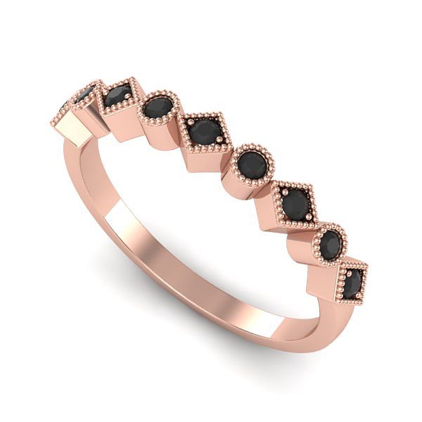 Inel din aur roz cu diamante negre