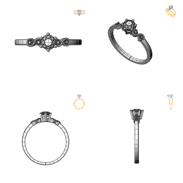 Inel sidestone cu rubin