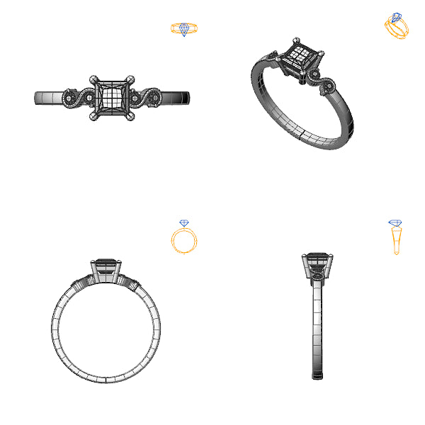 Inel de logodna sidestone cu diamant