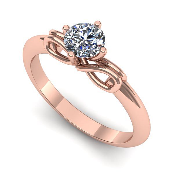 Inel de logodna din aur roz cu diamant