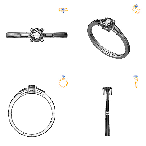 Inel logodna 3stone cu topaz blue