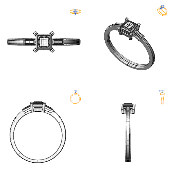 Inel de logodna 3stone cu ametist