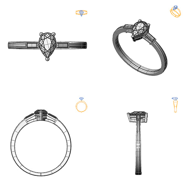 Inel 3stone cu aquamarin