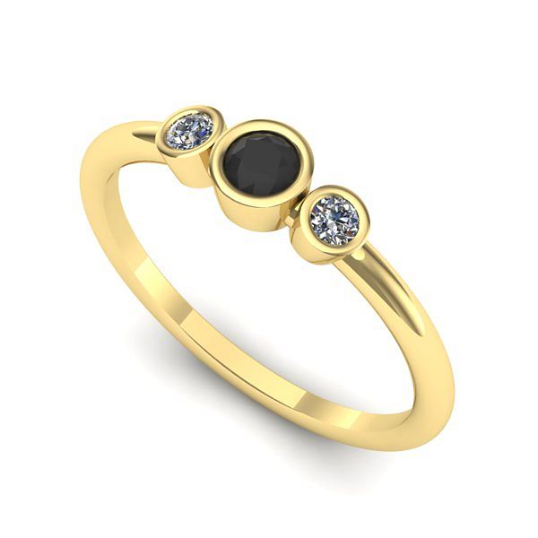 Inel logodna din aur galben cu diamant negru