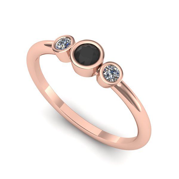 Inel de logodna din aur roz cu diamant negru