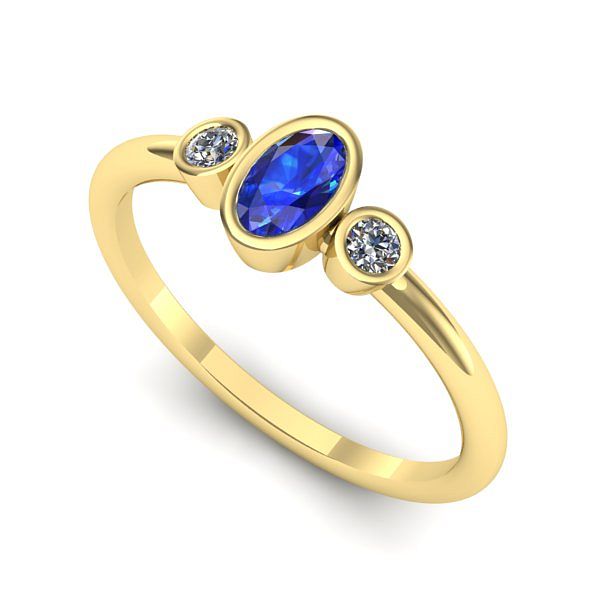 Inel logodna din aur galben cu safir