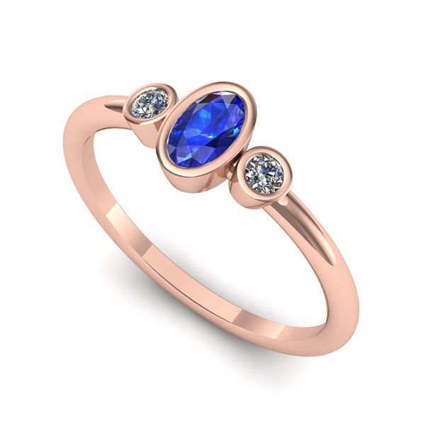 Inel din aur roz cu safir