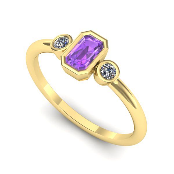 Inel de logodna din aur galben cu ametist