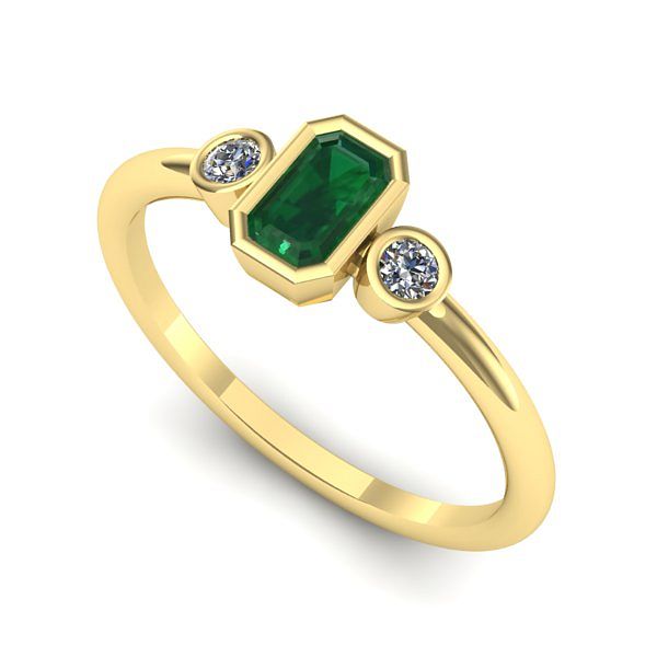 Inel de logodna din aur galben cu smarald