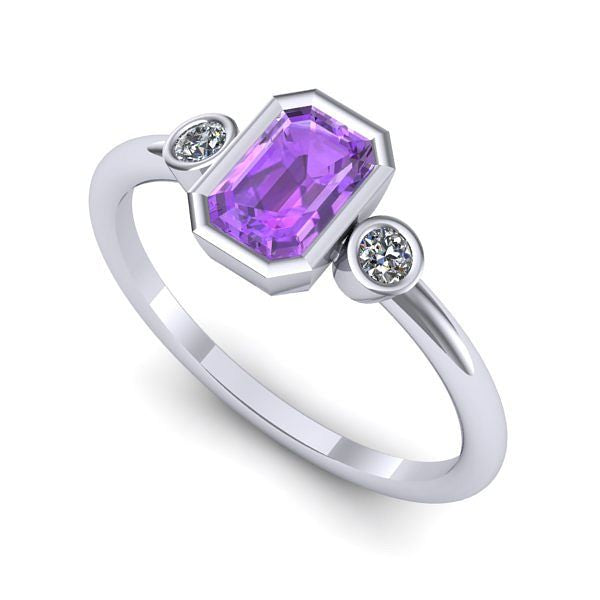 Inel logodna din aur alb cu ametist