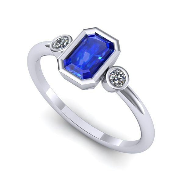 Inel logodna din aur alb cu safir