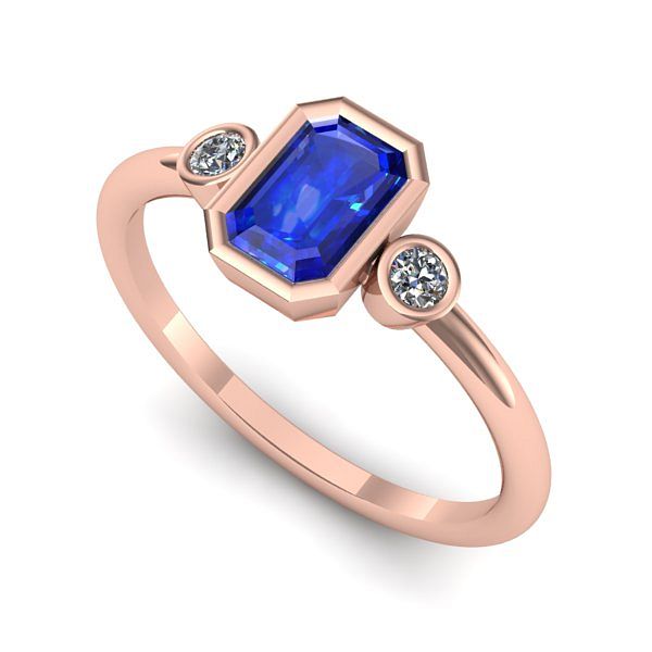 Inel logodna din aur roz cu safir