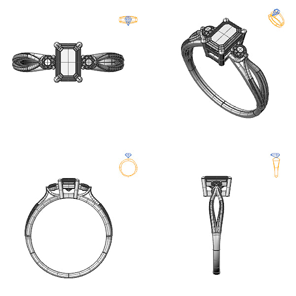 Inel logodna 3stone cu smarald