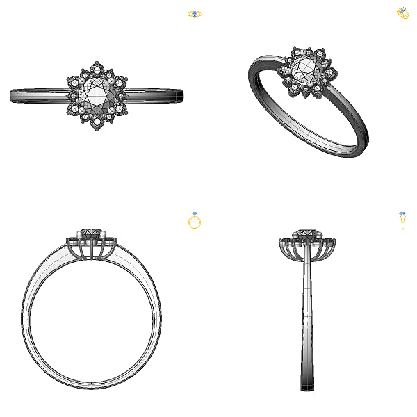Inel de logodna halo cu diamant negru