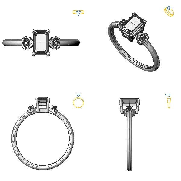 Inel logodna 3stone cu smarald