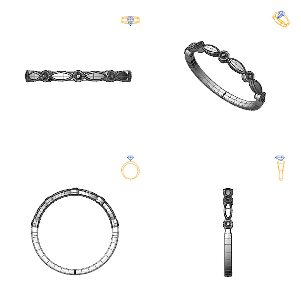 Inel logodna eternity cu diamante negre
