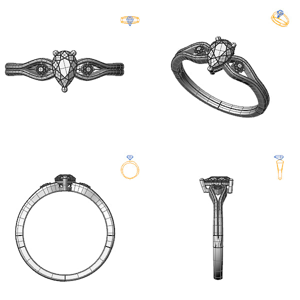 Inel logodna 3stone cu smarald