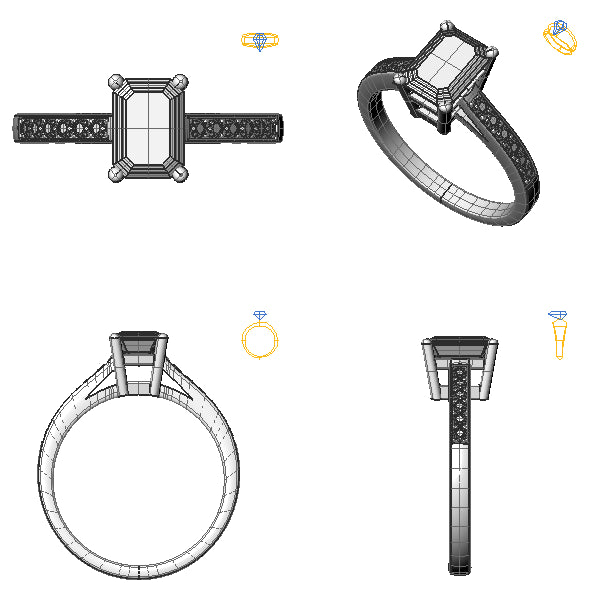 Inel sidestone cu topaz blue