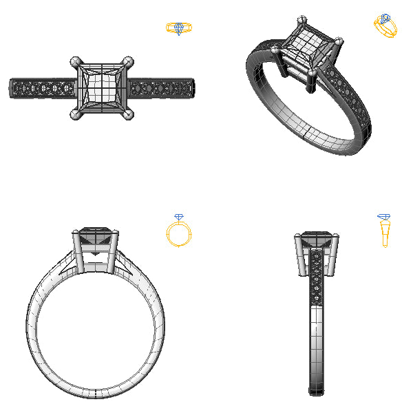 Inel logodna sidestone cu diamant negru