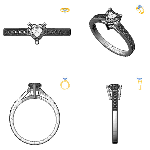Inel sidestone cu diamant negru