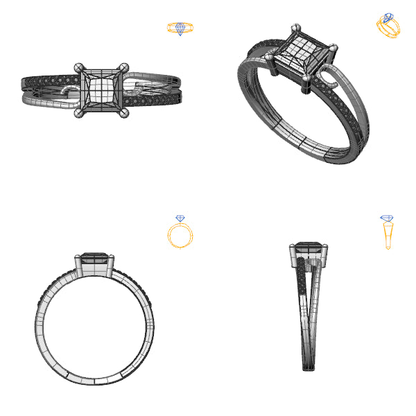 Inel de logodna sidestone cu safir