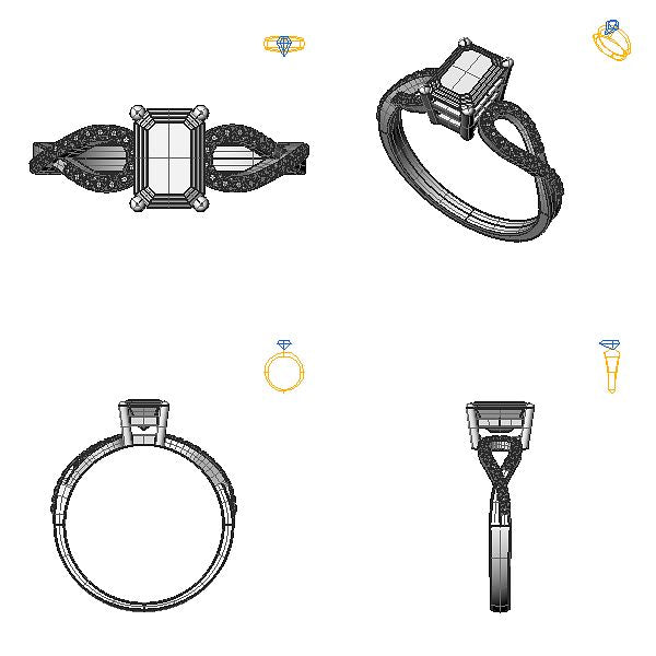 Inel de logodna sidestone cu smarald