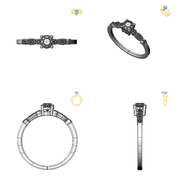 Inel sidestone cu rubin