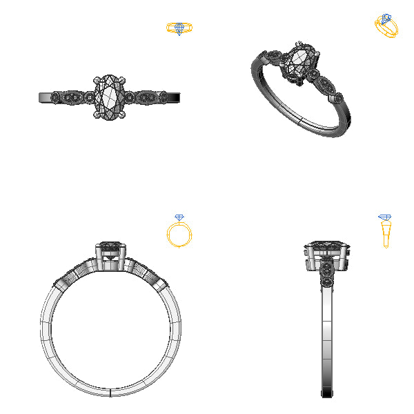 Inel logodna sidestone cu aquamarin