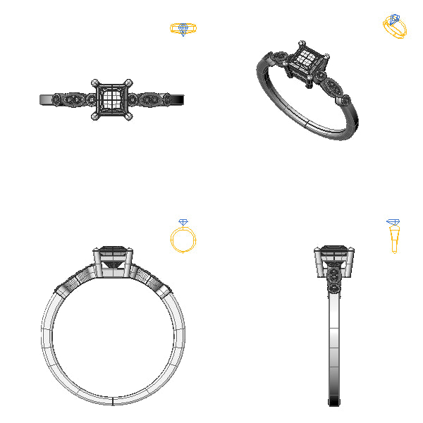 Inel de logodna sidestone cu safir