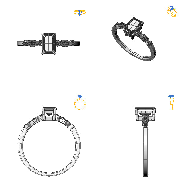 Inel de logodna sidestone cu safir roz