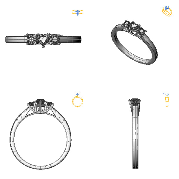 Inel de logodna 3stone cu diamant