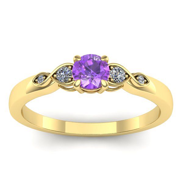 Inel de logodna cu ametist rotund