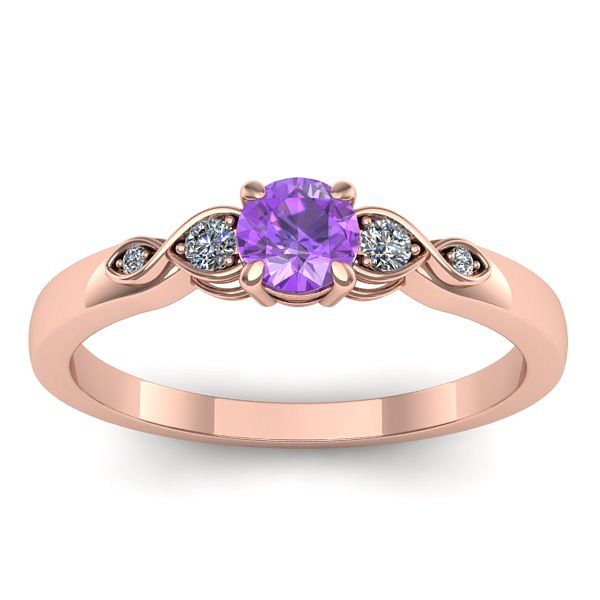 Inel logodna cu ametist rotund