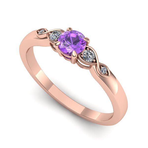 Inel din aur roz cu ametist
