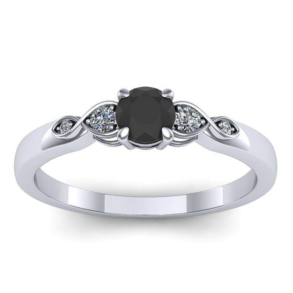 Inel cu diamant negru rotund