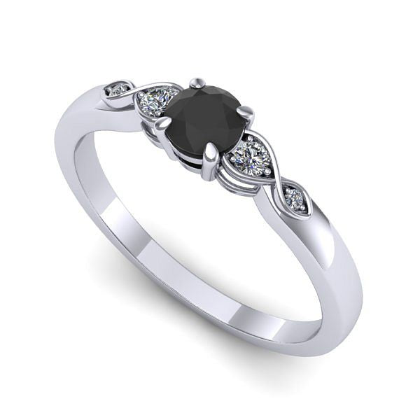 Inel logodna din aur alb cu diamant negru