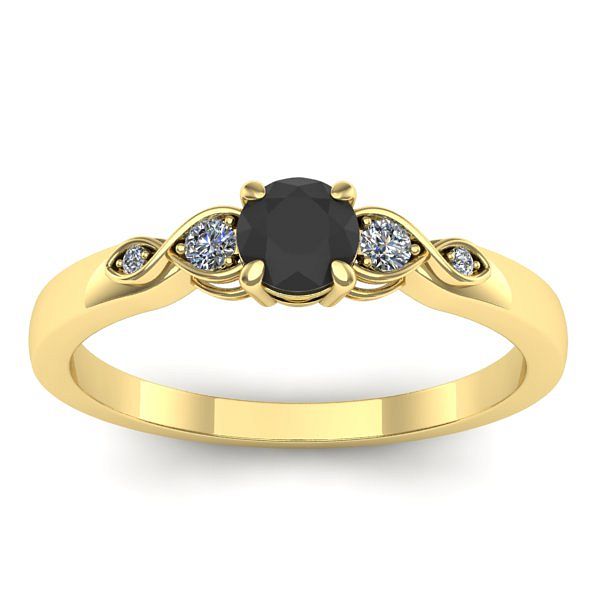 Inel logodna cu diamant negru rotund