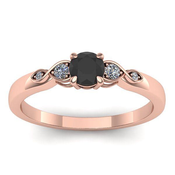 Inel de logodna cu diamant negru rotund