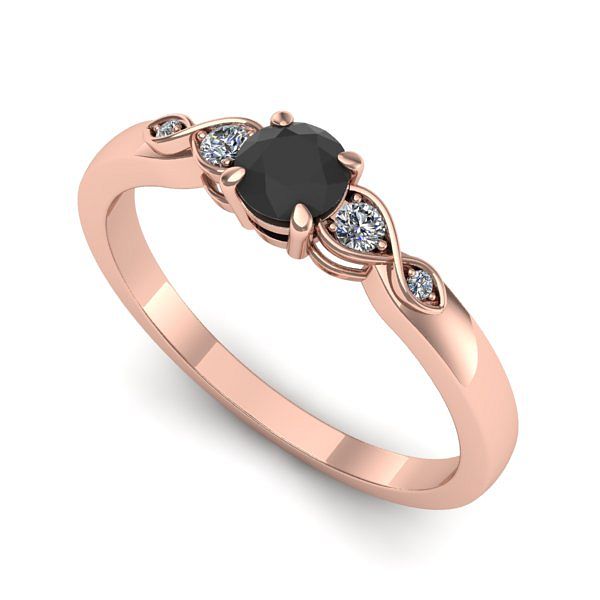 Inel de logodna din aur roz cu diamant negru