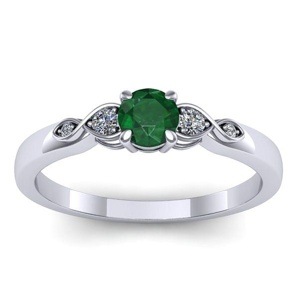 Inel logodna cu smarald rotund