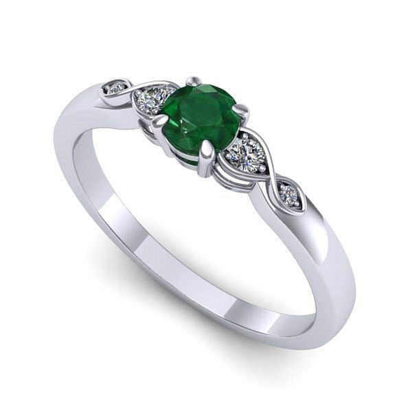 Inel logodna din aur alb cu smarald