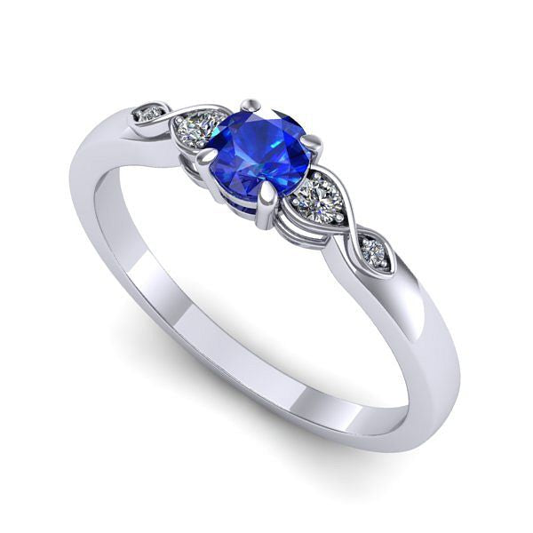 Inel de logodna din aur alb cu safir