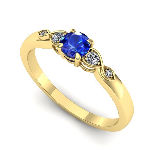 Inel logodna din aur galben cu safir