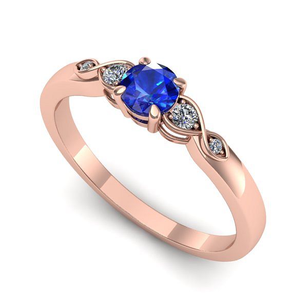 Inel logodna din aur roz cu safir