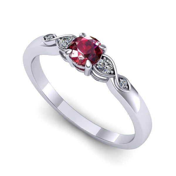 Inel din aur alb cu rubin